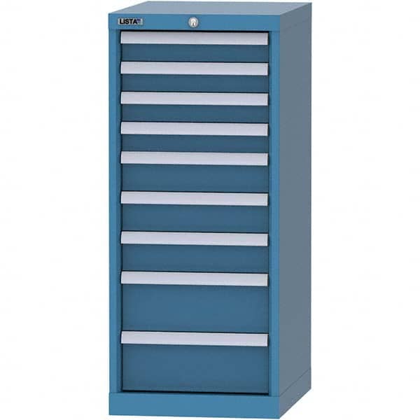 LISTA - 9 Drawer, 216 Compartment Bright Blue Steel Modular Storage Cabinet - Exact Tool & Supply