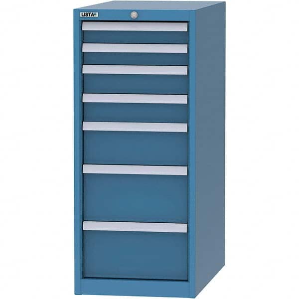 LISTA - 7 Drawer, 45 Compartment Bright Blue Steel Modular Storage Cabinet - Exact Tool & Supply