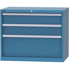 LISTA - 3 Drawer, 84 Compartment Bright Blue Steel Modular Storage Cabinet - Exact Tool & Supply