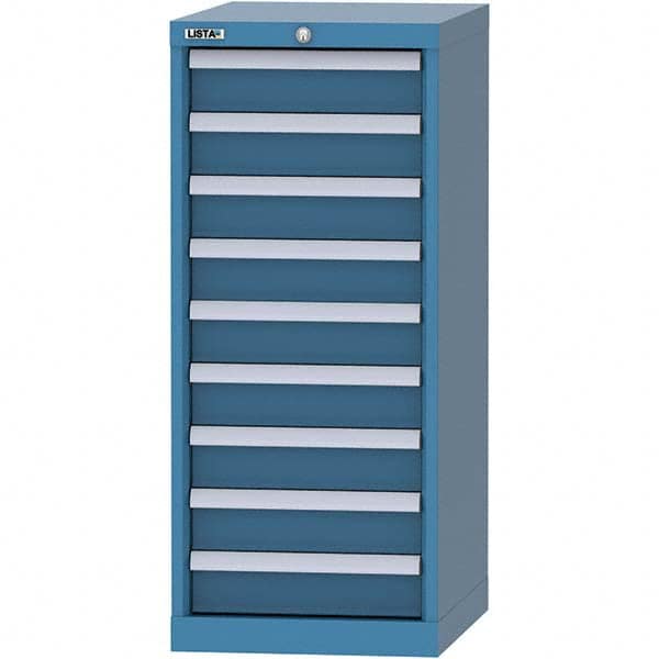 LISTA - 9 Drawer, 216 Compartment Bright Blue Steel Modular Storage Cabinet - Exact Tool & Supply
