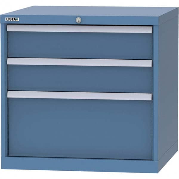 LISTA - 3 Drawer, 45 Compartment Bright Blue Steel Modular Storage Cabinet - Exact Tool & Supply