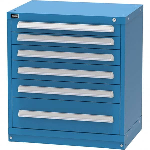 Vidmar - 6 Drawer, 45 Compartment Bright Blue Steel Modular Storage Cabinet - Exact Tool & Supply