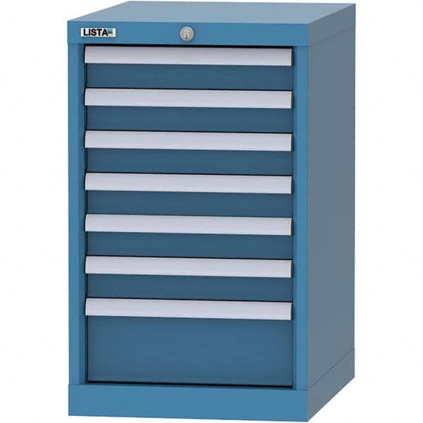 LISTA - 7 Drawer, 216 Compartment Bright Blue Steel Modular Storage Cabinet - Exact Tool & Supply