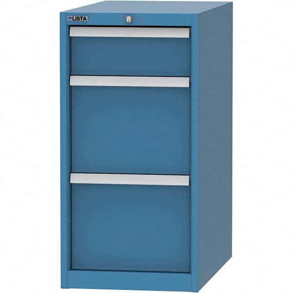 LISTA - 3 Drawer, 45 Compartment Bright Blue Steel Modular Storage Cabinet - Exact Tool & Supply