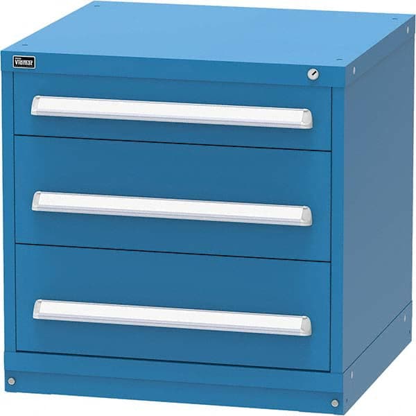 Vidmar - 3 Drawer Bright Blue Steel Modular Storage Cabinet - Exact Tool & Supply