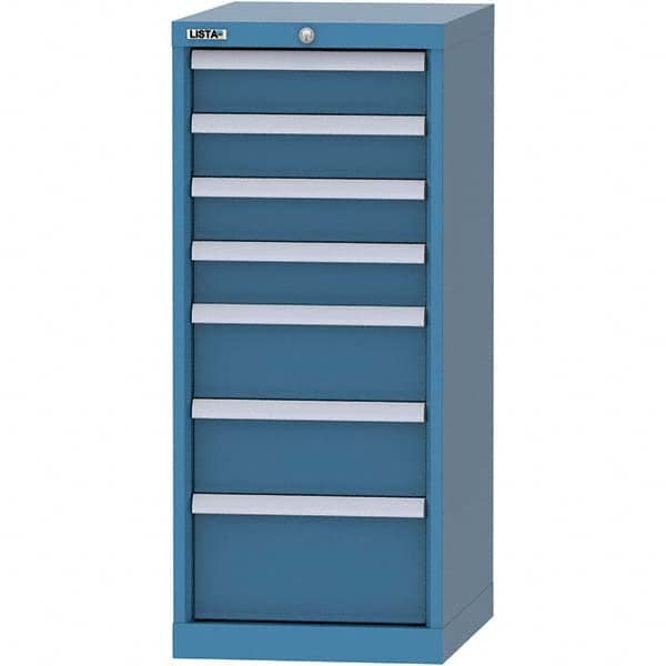 LISTA - 7 Drawer, 216 Compartment Bright Blue Steel Modular Storage Cabinet - Exact Tool & Supply