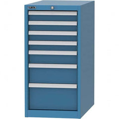 LISTA - 7 Drawer, 45 Compartment Bright Blue Steel Modular Storage Cabinet - Exact Tool & Supply