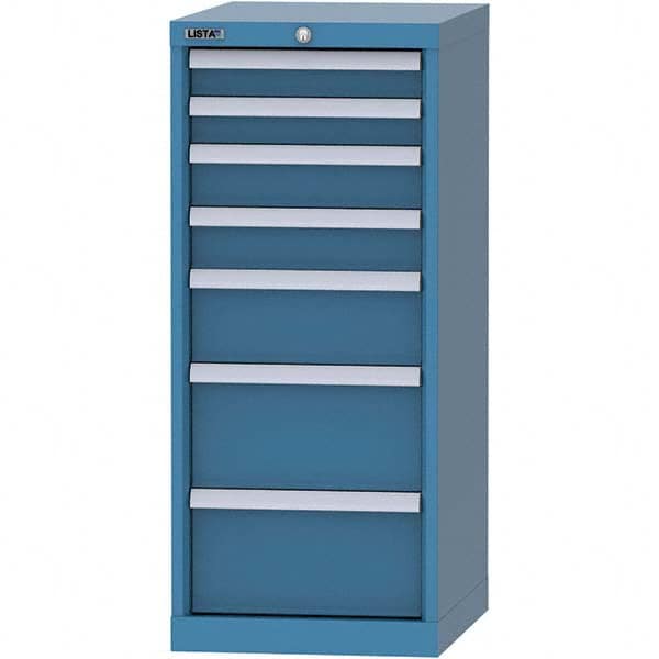 LISTA - 7 Drawer, 216 Compartment Bright Blue Steel Modular Storage Cabinet - Exact Tool & Supply