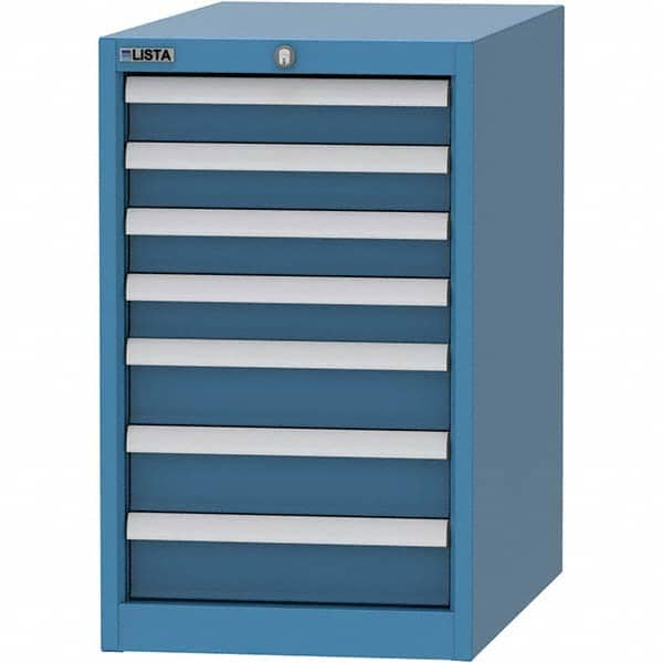 LISTA - 7 Drawer, 45 Compartment Bright Blue Steel Modular Storage Cabinet - Exact Tool & Supply