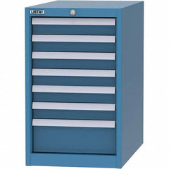 LISTA - 7 Drawer, 45 Compartment Bright Blue Steel Modular Storage Cabinet - Exact Tool & Supply