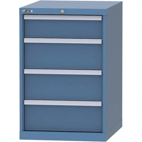 LISTA - 4 Drawer, 99 Compartment Bright Blue Steel Modular Storage Cabinet - Exact Tool & Supply