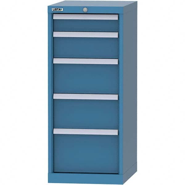 LISTA - 5 Drawer, 216 Compartment Bright Blue Steel Modular Storage Cabinet - Exact Tool & Supply