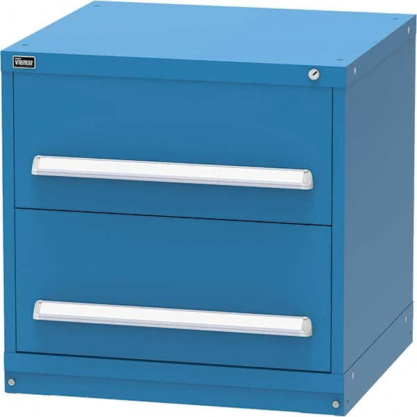 Vidmar - 2 Drawer Bright Blue Steel Modular Storage Cabinet - Exact Tool & Supply