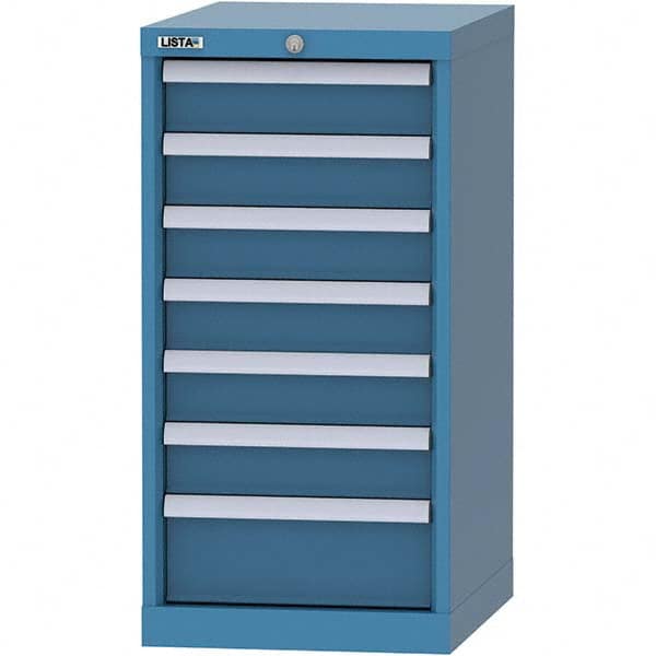 LISTA - 7 Drawer, 216 Compartment Bright Blue Steel Modular Storage Cabinet - Exact Tool & Supply