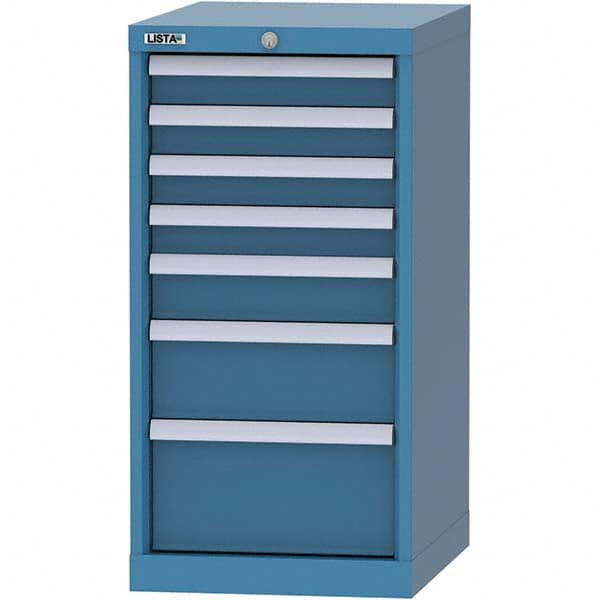 LISTA - 7 Drawer, 216 Compartment Bright Blue Steel Modular Storage Cabinet - Exact Tool & Supply