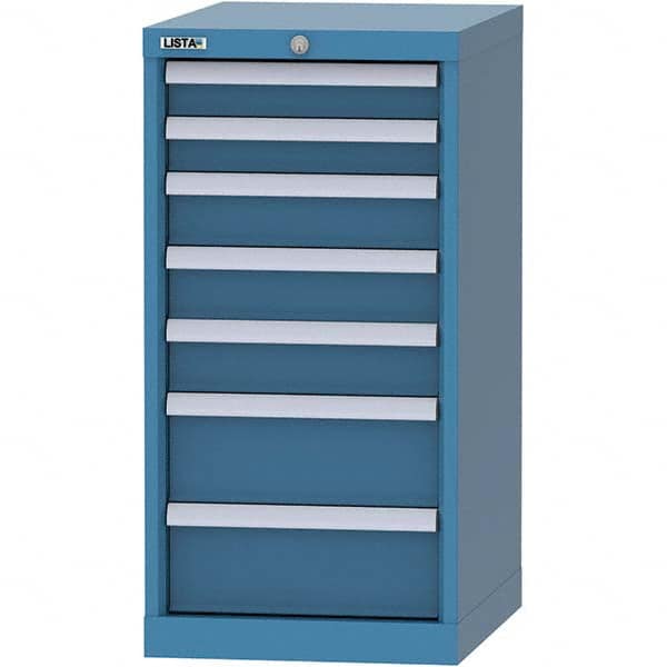 LISTA - 7 Drawer, 216 Compartment Bright Blue Steel Modular Storage Cabinet - Exact Tool & Supply