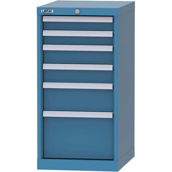 LISTA - 6 Drawer, 216 Compartment Bright Blue Steel Modular Storage Cabinet - Exact Tool & Supply