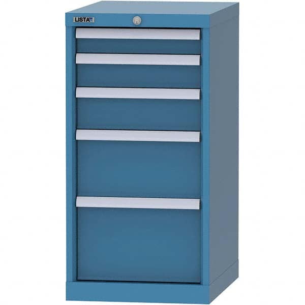 LISTA - 5 Drawer, 216 Compartment Bright Blue Steel Modular Storage Cabinet - Exact Tool & Supply