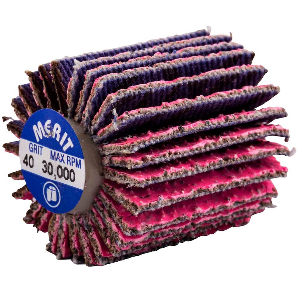 Merit Abrasives - 1 x 1" 40 Grit Ceramic Alumina Unmounted Flap Wheel - Exact Tool & Supply