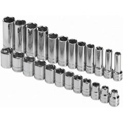 SK - 3/8" Drive Standard Deep Socket Set - 8 to 19mm, Metric Measurement Standard - Exact Tool & Supply