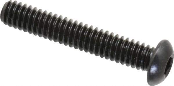 Made in USA - 1/4-20 UNC Hex Socket Drive, Button Screw - Alloy Steel, Black Oxide Finish, Fully Threaded, 1-1/2" Length Under Head - Exact Tool & Supply