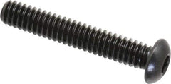 Made in USA - 1/4-20 UNC Hex Socket Drive, Button Screw - Alloy Steel, Black Oxide Finish, Fully Threaded, 1-1/2" Length Under Head - Exact Tool & Supply