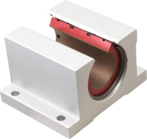 Pacific Bearing - 1" ID, 3-1/4" OAW x 2.813" OAL x 10.5mm OAH Open Pillow Block - 3,525 Lb Static Cap, 2-7/8" Btw Mnt Hole Ctrs, 1.187" Base-to-Ctr Ht, Aluminum - Exact Tool & Supply