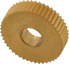 Dorian Tool - 3/4" Diam, 90° Tooth Angle, 20 TPI, Standard (Shape), Form Type Cobalt Straight Knurl Wheel - 0.197" Face Width, 1/4" Hole, Circular Pitch, TiN Finish, Series R - Exact Tool & Supply