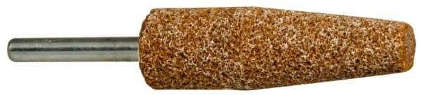 Norton - 3/4" Head Diam x 2-1/2" Thickness, A1, Cone End, Aluminum Oxide Mounted Point - Brown, Very Coarse Grade, 36 Grit, 20,960 RPM - Exact Tool & Supply