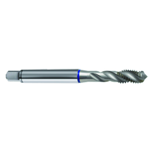 ‎M3 × 0.5 3FL 6H PM Cobalt Spiral Flute Semi-Bott Blue Ring Tap-Bright-40 Degree Helix - Exact Tool & Supply