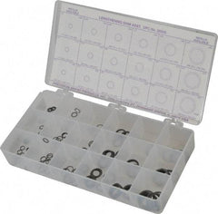 Precision Brand - 270 Piece, 1/4 to 3/4" Screw, Spring Steel Flat Washer Assortment - Includes (15) 0.187 to 0.296 Inside x 0.248 to 0.371 Out Side Diam, (30) 0.171 to 0.289 Inside x 0.248 to 308 OD Washer & Compartmented Storage Case - Exact Tool & Supply