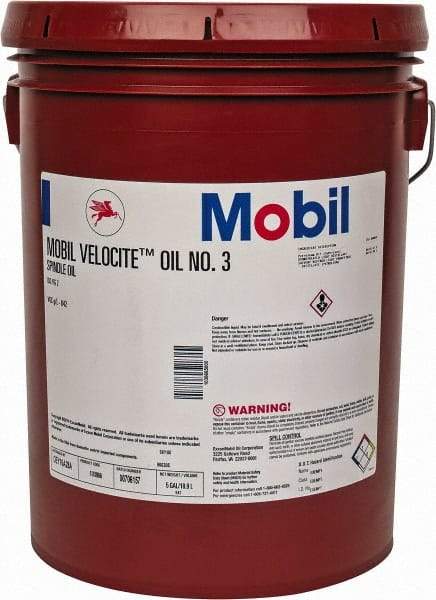 Mobil - 5 Gal Pail Mineral Spindle Oil - ISO 2, 2.1 cSt at 40°C & 0.95 cSt at 100°C - Exact Tool & Supply