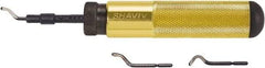 Shaviv - 5 Piece High Speed Steel Blade Hand Deburring Tool Set - E Blade Holder, E100, E200, E300 Blades, For Hole Edge, Straight Edge - Exact Tool & Supply