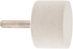 Value Collection - 1-1/2" Diam, 1/4" Shank Diam, Cylinder Shaped Mounted Bob - Hard Density, 1" Head Length, 2" Shank Length, Wool Felt - Exact Tool & Supply
