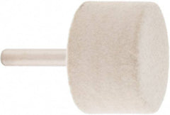 Value Collection - 1-1/2" Diam, 1/4" Shank Diam, Cylinder Shaped Mounted Bob - Medium Density, 1" Head Length, 2" Shank Length, Wool Felt - Exact Tool & Supply