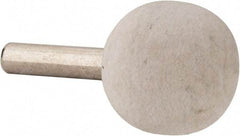 Value Collection - 1" Diam, 1/4" Shank Diam, Ball Shaped Mounted Bob - Hard Density, 1" Head Length, 2" Shank Length, Wool Felt - Exact Tool & Supply
