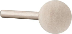 Value Collection - 1" Diam, 1/4" Shank Diam, Ball Shaped Mounted Bob - Medium Density, 1" Head Length, 2" Shank Length, Wool Felt - Exact Tool & Supply