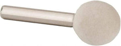 Value Collection - 3/4" Diam, 1/4" Shank Diam, Ball Shaped Mounted Bob - Hard Density, 3/4" Head Length, 2" Shank Length, Wool Felt - Exact Tool & Supply