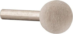 Value Collection - 3/4" Diam, 1/4" Shank Diam, Ball Shaped Mounted Bob - Medium Density, 3/4" Head Length, 2" Shank Length, Wool Felt - Exact Tool & Supply