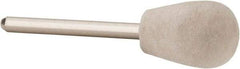 Value Collection - 1/2" Diam, 1/8" Shank Diam, Olive Shaped Mounted Bob - Hard Density, 3/4" Head Length, 2" Shank Length, Wool Felt - Exact Tool & Supply