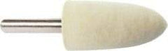 Value Collection - 3/4" Diam, 1/4" Shank Diam, Bullet Shaped Mounted Bob - Medium Density, 1-1/2" Head Length, 2" Shank Length, Wool Felt - Exact Tool & Supply