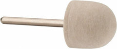 Value Collection - 3/4" Diam, 1/8" Shank Diam, Oval Shaped Mounted Bob - Hard Density, 3/4" Head Length, 2" Shank Length, Wool Felt - Exact Tool & Supply