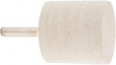 Value Collection - 1-1/2" Diam, 1/4" Shank Diam, Cylinder Shaped Mounted Bob - Rock Hard Density, 1-1/2" Head Length, 2" Shank Length, Wool Felt - Exact Tool & Supply