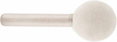 Value Collection - 3/4" Diam, 1/4" Shank Diam, Ball Shaped Mounted Bob - Rock Hard Density, 3/4" Head Length, 2" Shank Length, Wool Felt - Exact Tool & Supply