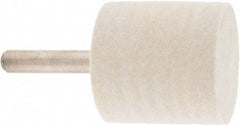 Value Collection - 1-1/4" Diam, 1/4" Shank Diam, Cylinder Shaped Mounted Bob - Hard Density, 1-1/4" Head Length, 2" Shank Length, Wool Felt - Exact Tool & Supply