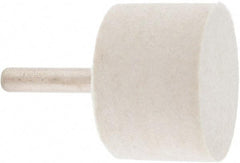Value Collection - 1-1/2" Diam, 1/4" Shank Diam, Cylinder Shaped Mounted Bob - Rock Hard Density, 1" Head Length, 2" Shank Length, Wool Felt - Exact Tool & Supply