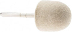 Value Collection - 3/4" Diam, 1/8" Shank Diam, Oval Shaped Mounted Bob - Medium Density, 3/4" Head Length, 2" Shank Length, Wool Felt - Exact Tool & Supply