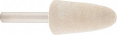 Value Collection - 3/4" Diam, 1/4" Shank Diam, Conical Shaped Mounted Bob - Rock Hard Density, 1-1/2" Head Length, 2" Shank Length, Wool Felt - Exact Tool & Supply