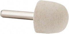 Value Collection - 1" Diam, 1/4" Shank Diam, Oval Shaped Mounted Bob - Hard Density, 1" Head Length, 2" Shank Length, Wool Felt - Exact Tool & Supply
