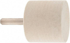 Value Collection - 1-1/2" Diam, 1/4" Shank Diam, Cylinder Shaped Mounted Bob - Hard Density, 1-1/2" Head Length, 2" Shank Length, Wool Felt - Exact Tool & Supply